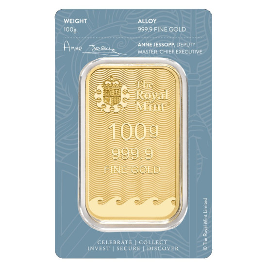 100g The Royal Mint Britannia zlatý investiční slitek